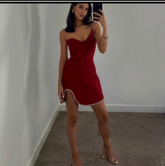 Zara Tweed Mini Dress With Gold Chain Trim NWT Bloggers Favorite 😍 - Picture 9 of 16